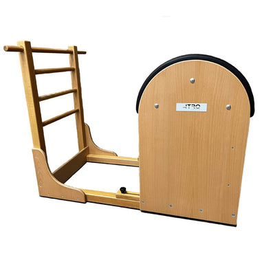 Atro Pilates Ladder Barrel made of heat-treated wood with adjustable barrel and foam upholstered padding for core and flexibility training