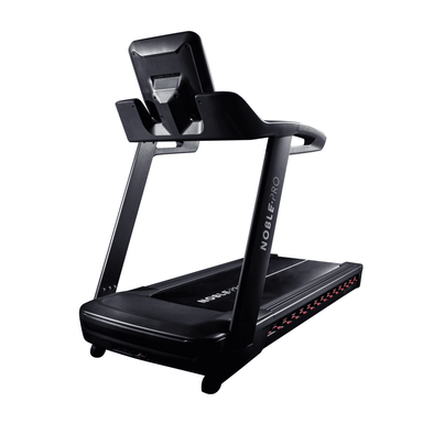 NoblePro Elite E10i black treadmill with 15.6" HD touchscreen and large running area for home and light commercial use