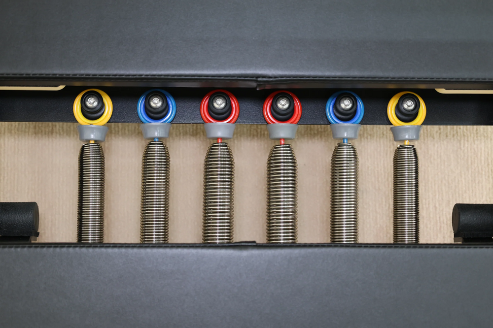 vegan leather pilates reformer machine and heavy-duty springs, eco-friendly gym equipment