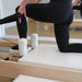 white leather home pilates reformer, eco-friendly wood workout machine