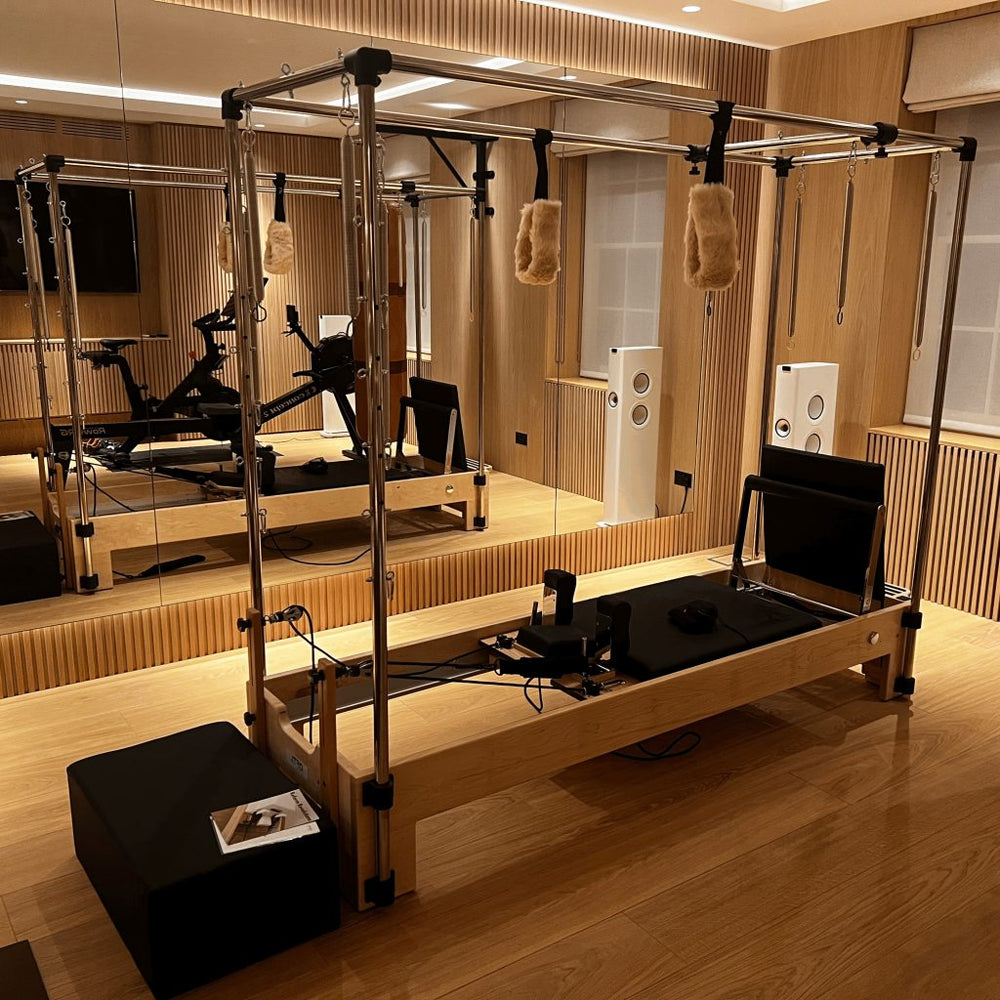 pilates machine cadillac reformer for home studio, eco-friendly workout