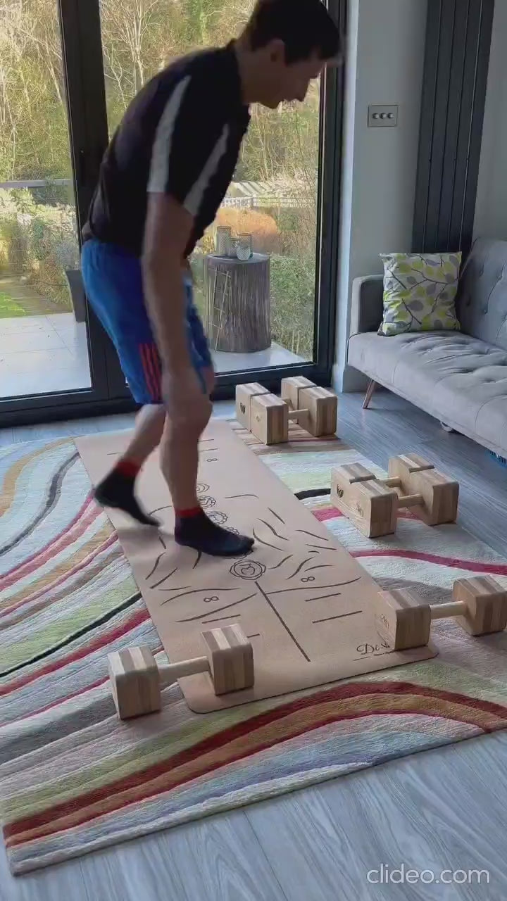 Wooden Dumbbells Set natural oak wood and indoor workout equipment for home and hotel gyms