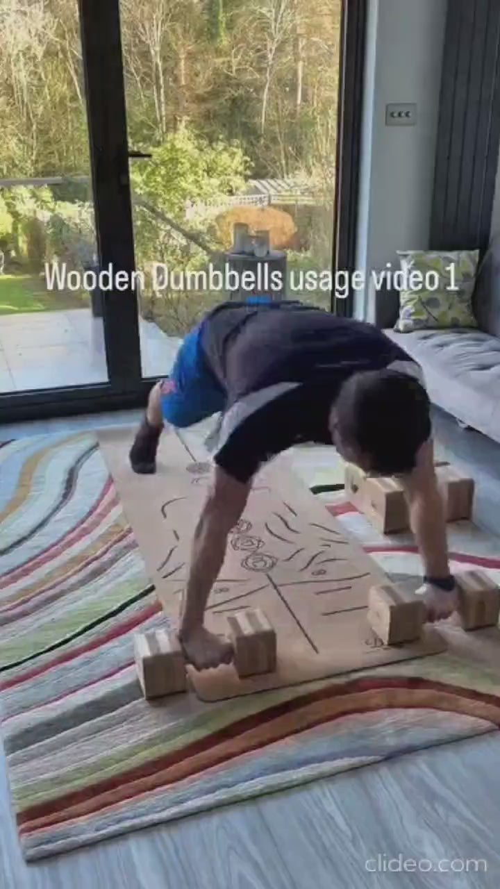 Wooden Dumbbells Set and eco-friendly oak fitness equipment 